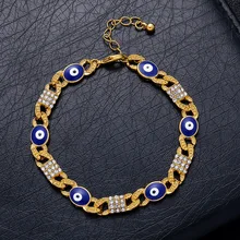 Арабское ювелирное изделие, браслет с голубыми глазами дьявола, большие подарки, 18К, золотой цвет, Мусульманский Исламский Шарм, браслеты для женщин