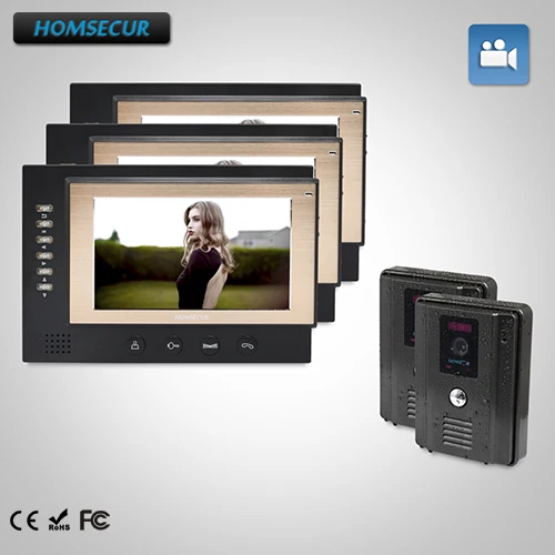 

HOMSECUR 7" Video Door Phone Intercom System+Dual-way Intercom for Home Security : TC011-B Camera(Black)+TM701R-B Monitor(Black)