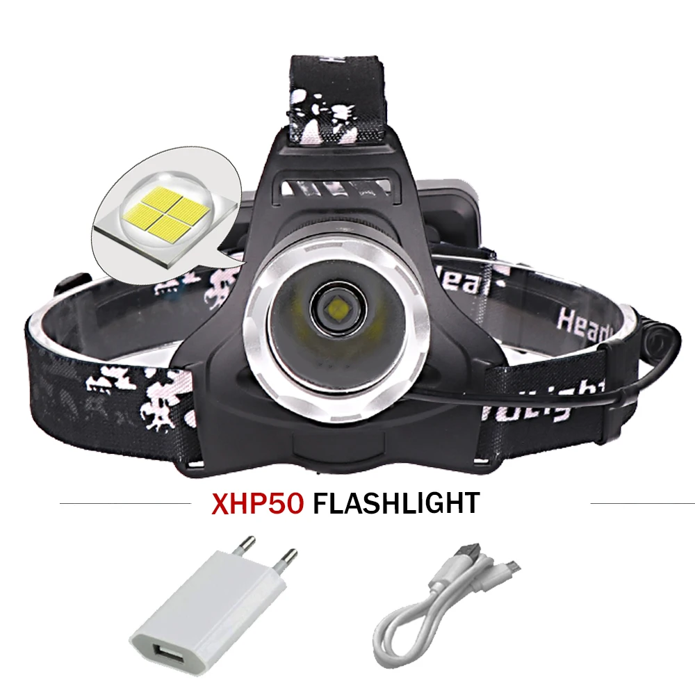 

high power headlamp power bank for Mobile phone 18650 charge head lamp spotlight hunting lantern xhp50 headlight usb led lamp