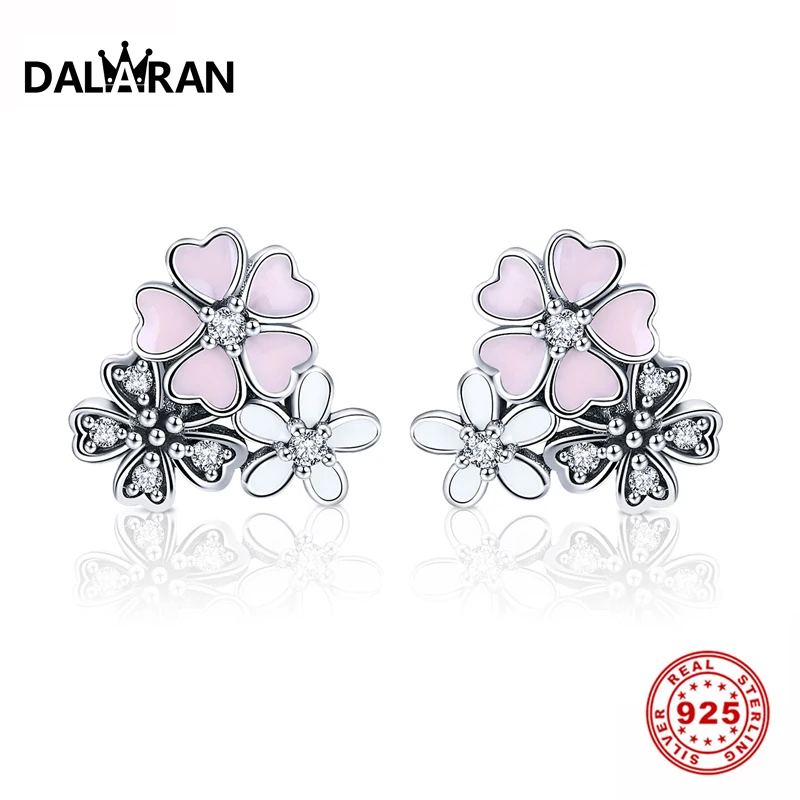 

DALARAN DIY fantasy pink flower earrings 925 sterling silver ladies Valentine's Day gift hundred matching accessories