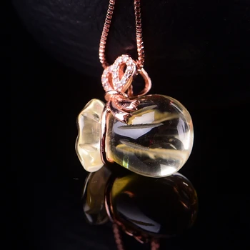 

WANG Jewelry select colour and select Style crystal gourd Money bag Rose gold Necklace pendant Female Lucky Hannaford