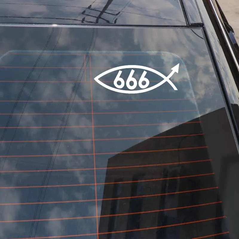 YJZT 16 3 см * 5 8 забавная 666 рыба креативная наклейка для автомобиля черная