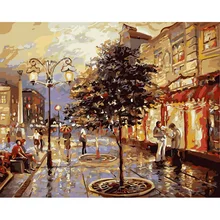 Diy ремесла городской пейзаж окна картины холст живопись для гостиной стены Искусство домашний декор