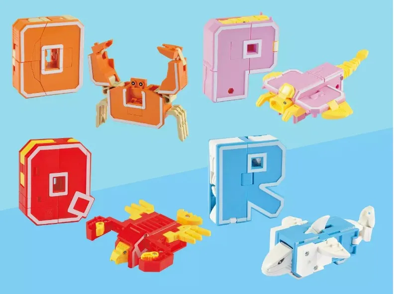 Новейшие gudi 26 английские буквы трансформатор Алфавит Робот животное творческие развивающие фигурки строительные блоки модель игрушки малыш