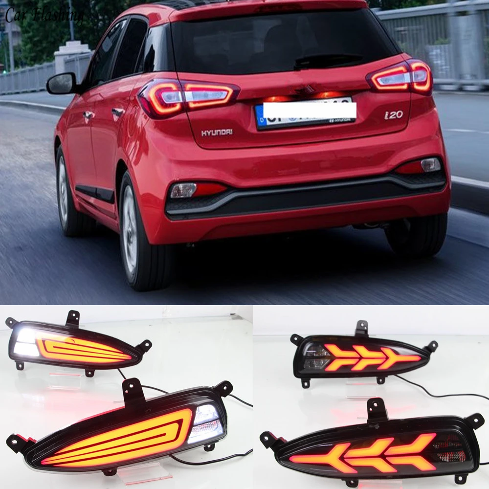 

2PCS Multi-function LED Reflector Lamp Rear Fog Lamp Bumper Light Brake Light Auto Bulb Reverse Light For Hyundai I20 2018 2019