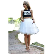 Юбки для женщин Тюль длиной выше колена, мини-7 слоев юбка для Для женщин saia faldas высокое качество