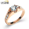 USTAR Top quality Austria Crystals wedding Rings for women Rose Gold color Engagement Rings Female Anel Bijoux Party Christmas s ► Photo 1/6