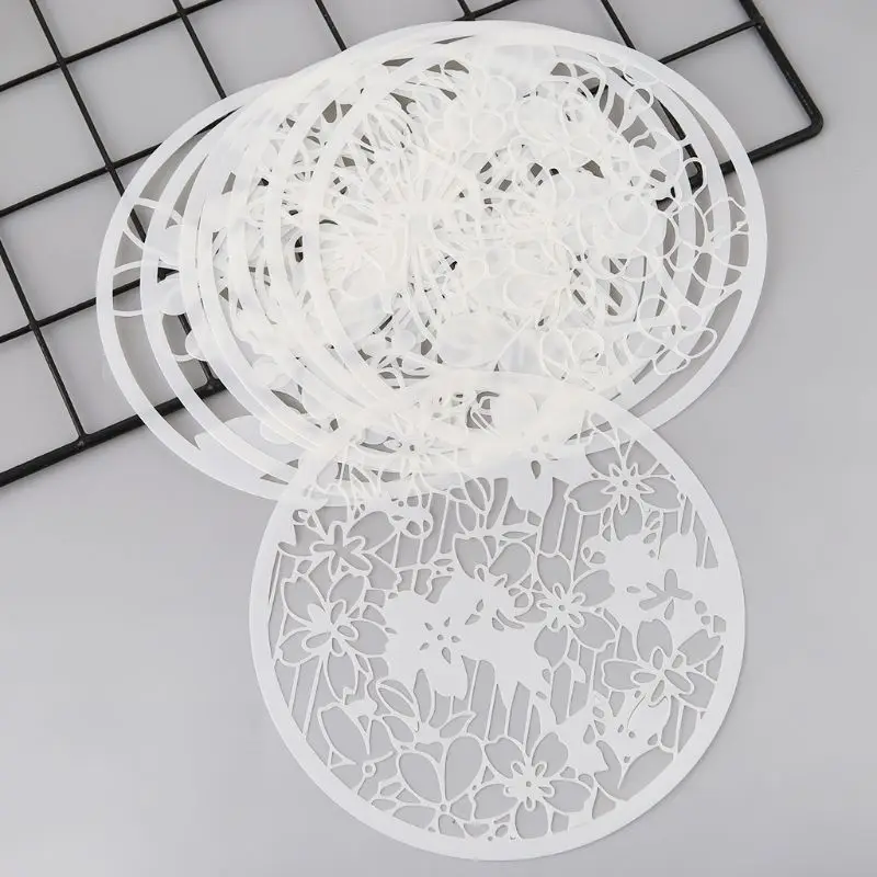8Pcs Round Grilles Drawing Molds Plastic Children Painting Stencils DIY Paper Art Craft Card Label Scrapbook Bookmark Educationa