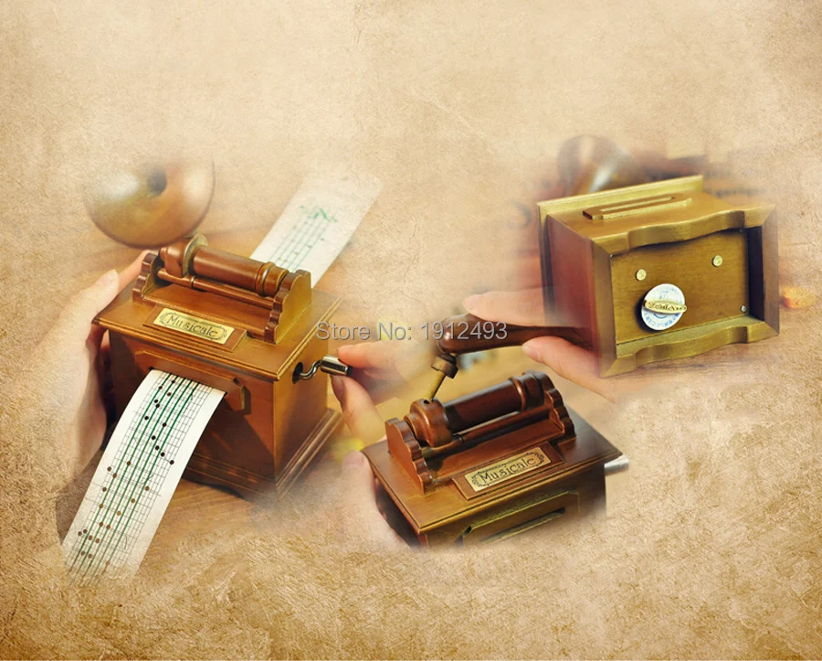 Wooden Phonograph DIY Hand-operated Type Music box (8).jpg