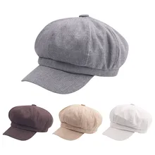 KLV 1 шт шапки Мужские одноцветные повседневные Кепка плоский берет восьмиугольная кепка уличная Кепка из полиэстера вязаная кепка s для взрослых серый, хаки, кофейный, белый z1008