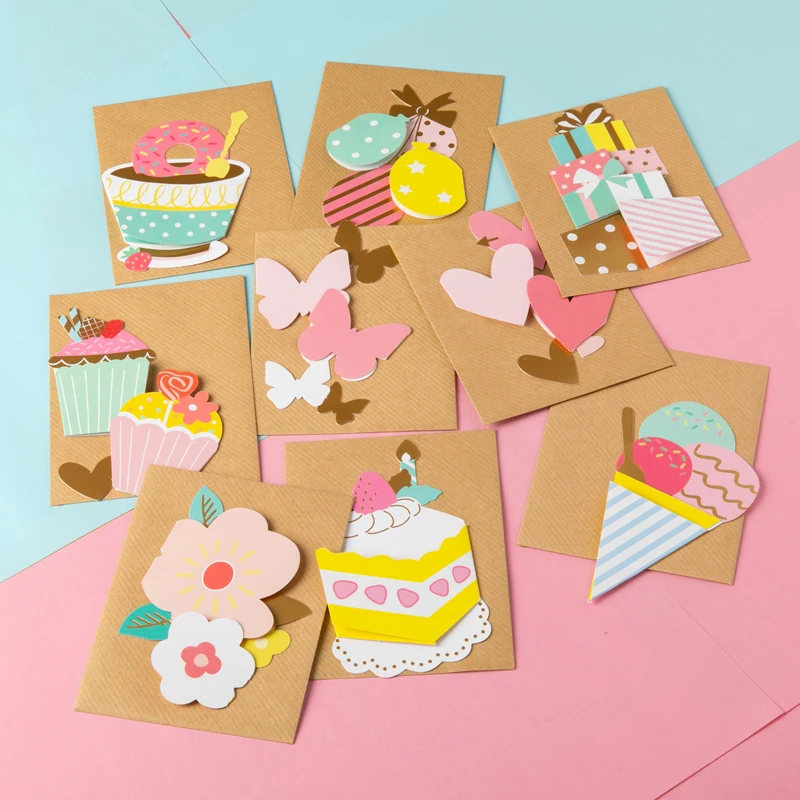 

9pcs birthday message cards kids happy birthday gift label cards mini greeting cards wholesale