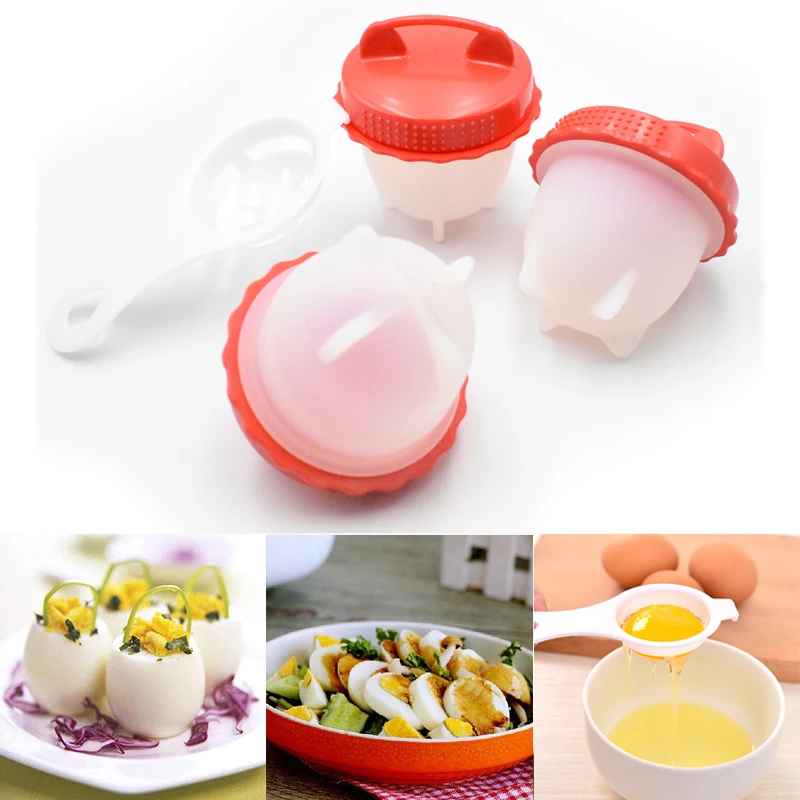 4pcs/set Home Food Grade Egg Tool with Separator Hard Boil Egg Cooker