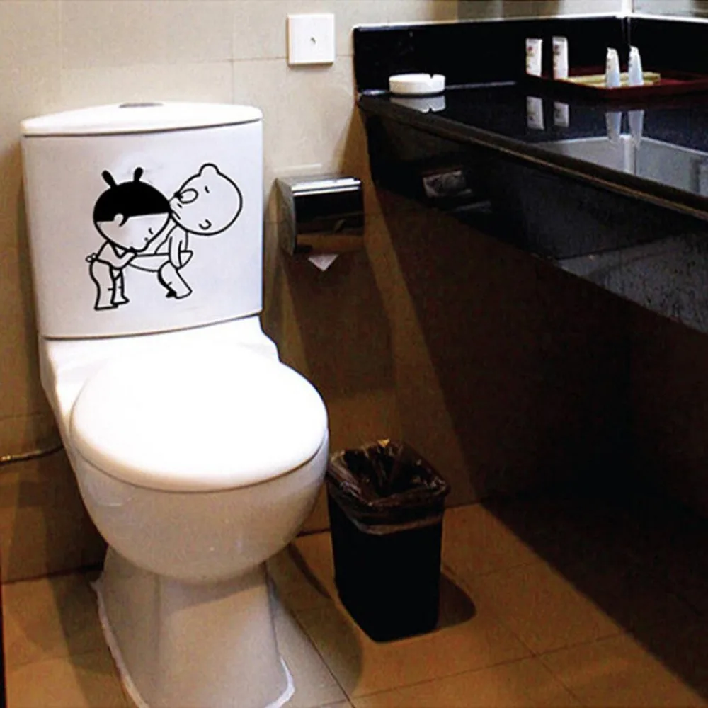 1pc Vinyl Funny Kids Boy & Girl Sticker Wall Home Bathroom Bathroom