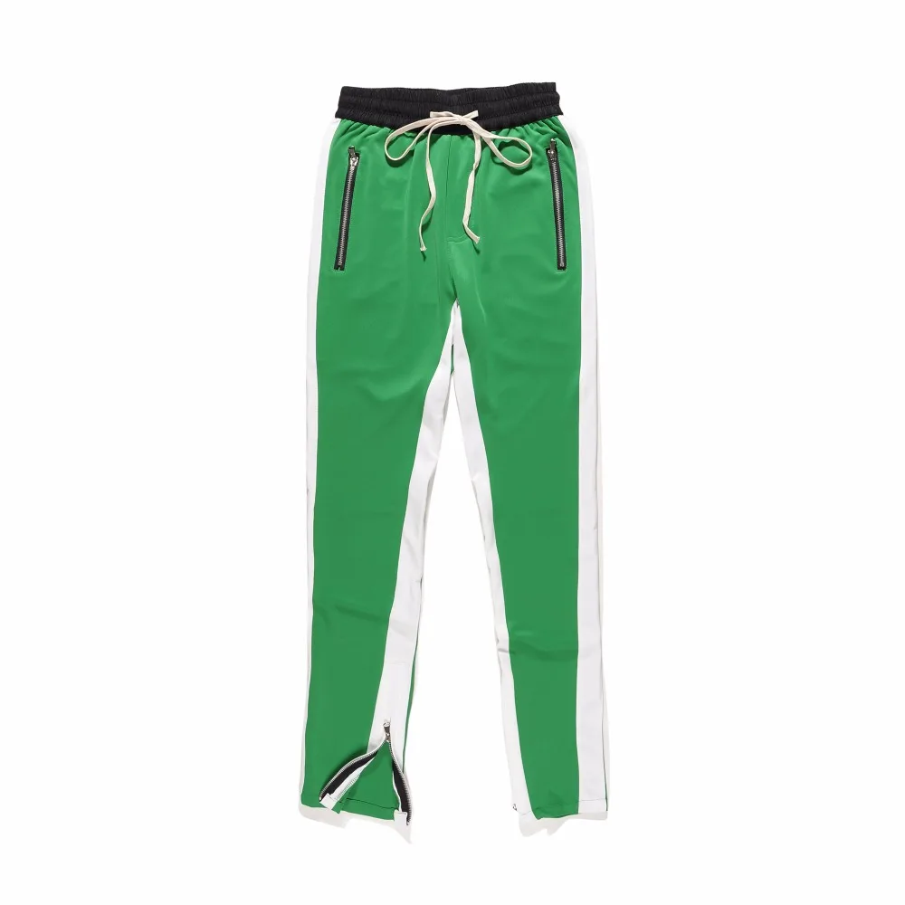 Боковая Лоскутная боковая молния уличный Трикотаж мужские брюки Весна Новая мода Kanye West Брюки Полная длина мужские брюки-карандаш - Цвет: Зеленый