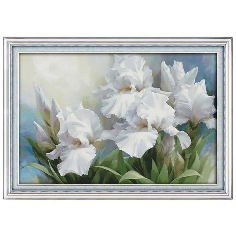 

Iris flower painting counted printed on the canvas DMC 11CT 14CT DIY kit Cross Stitch embroidery needlework Sets home decor
