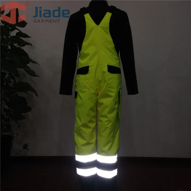 Jiade взрослых высокая видимость зимние брюки полукомбинезон Для мужчин работы светоотражающие зимние брюки полукомбинезон en471/ansi зимние