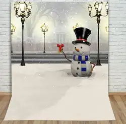 Рождество Снеговик в шляпе уличный фонарь фон винил ткань высокого качества компьютер печатных партии фотографии Фоны