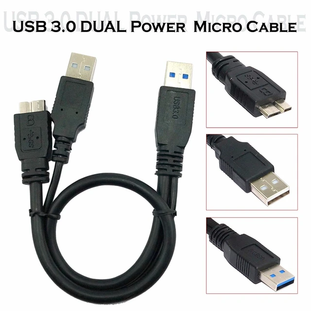 50CM USB 3.0 Dual Power Y Shape 2 X Type a to Micro B high speed