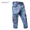 ABOORUN Summer Men's Cargo Denim Shorts Military Multi Pockets Biker Short Jeans for male x1358 1