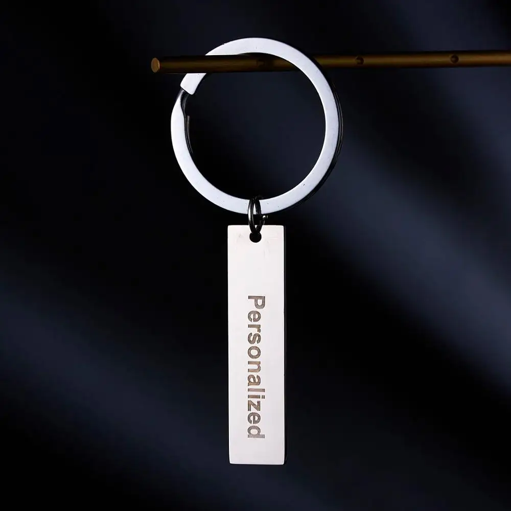 

RINHOO Stainless Steel Custom Engraved Keychain For Car Logo Name Personalized Gift Customized Anti-lost Keyring Key Chain Ring