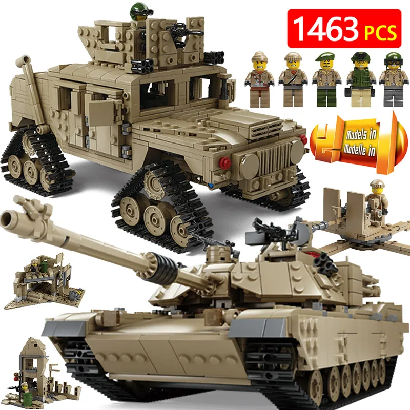 

Creator Blocks Technic Compatible LegoINGLYS Military US Main station Tank M2A1 Weapons Armored vehicle Bricks Toys For Children