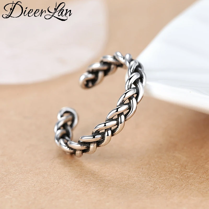 

DIEERLAN 925 Sterling Silver Hollow Rings for Women Gift Ladies Fashion Punk Jewelry Open Retro Antique Rings Anillos