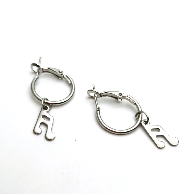 

2pcs Men Brinco Stainless Steel Musical Symbol Pendant Earring Jewelry Zinc Alloy Ear Piercing Hoop Earring For Girl Women