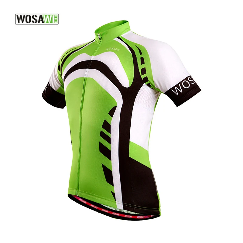 WOSAWE Summer Men Women Green Cycling Jersey Breathable Quick Dry