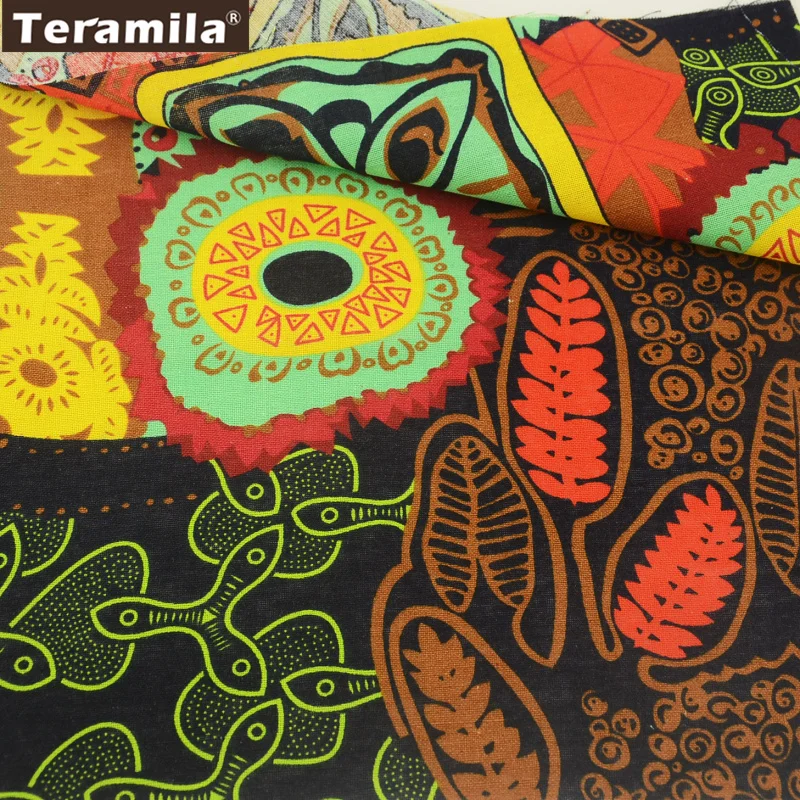 

Teramila Cotton Linen Fabric Black Sewing Printed Muti- Color Classical Design Textile Patchwork Bag Tablecloth Curtain