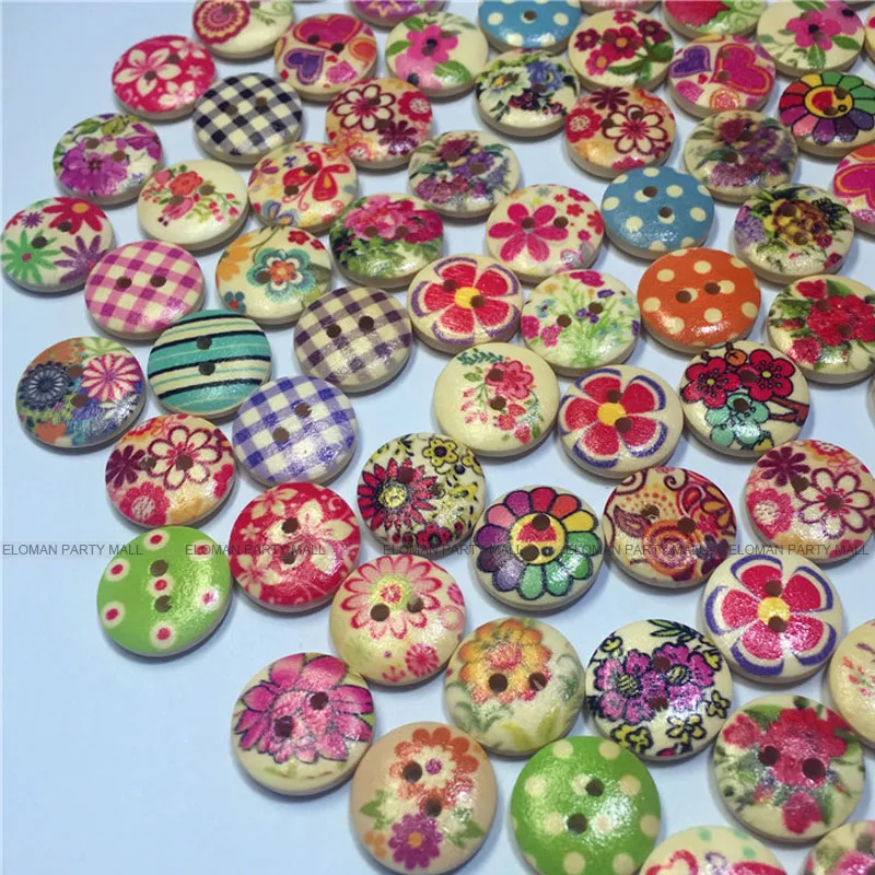 Susiodeu 100 Pièces Boutons En Bois Couture Tricot Décoratif Quilting Artisanat Bouton 2 Trous Couture Vêtements Décoration 15mm