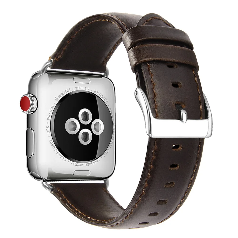 

Leather watch band with Connector Adapter strap for iWatch 4 3 2 1 Sports Buckle For Apple Watch Band 40mm 44mm 42MM 38MM