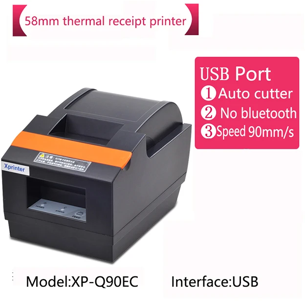 Xprinter 58 мм Термопринтер Bluetooth USB порт POS 58 принтер с автоматическим резаком для телефона Anroid iOS - Цвет: XP-Q90EC USB