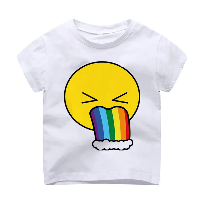 

T-Shirt Children Modal Printing Kids Clothes Short Sleeves t shirt tshirt Rainbow Puke Emoji kawaii harajuku tumblr desi