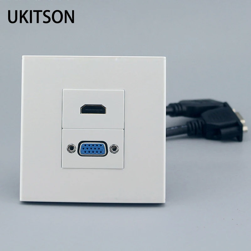 

Female To Female HDMI Socket 15pins VGA Slot With 20cm Cable Extension Faceplate