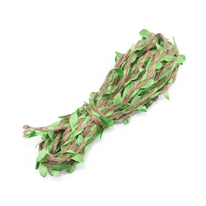 2 м, 5 м, имитация зеленых листьев, тканая пеньковая веревка, сделай сам, украшение на свадьбу, день рождения, свадьбу, ротанговая веревка для упаковки подарков, 5 мм - Color: light green