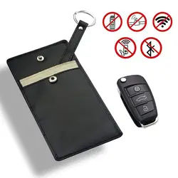 GH6010 Искусственная кожа ключа автомобиля чехол RFID электромагнитных Экранирование блокирование ключ защитный чехол сумка с кольцом для