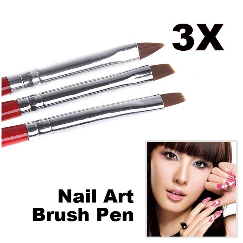 

High Quality 1Set/3PCS Soft and Professional Pen UV Gel Drawing Painting Nail Art Brushes Manicure Nail Tools 88