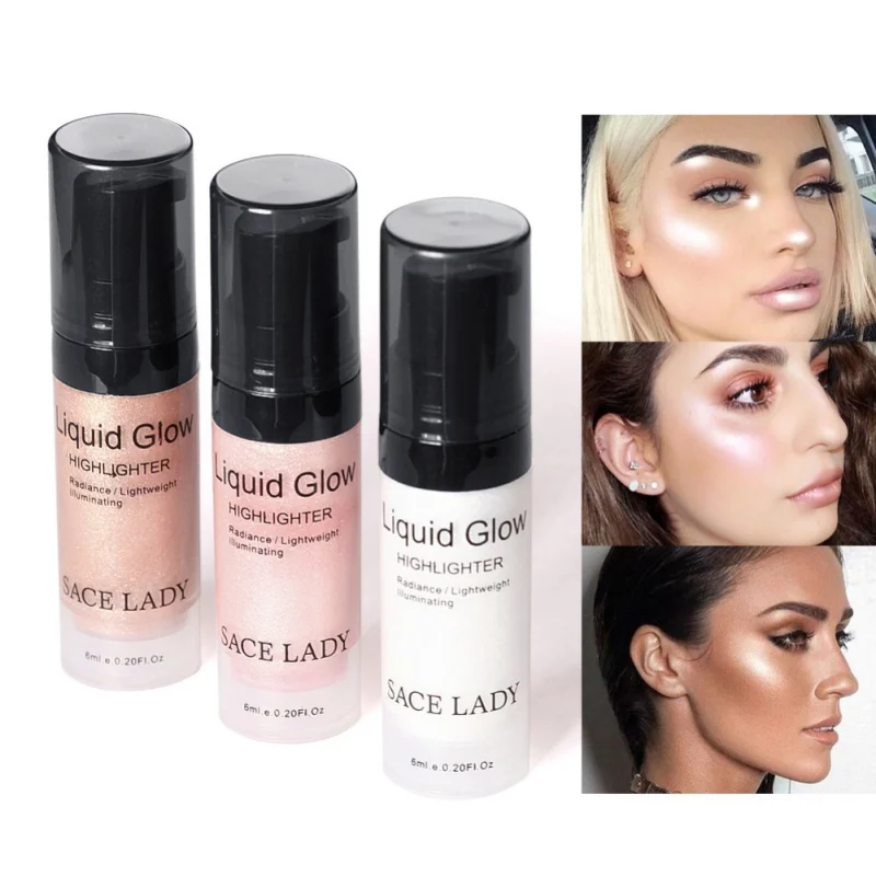 

2019 Makeup Highlighter Illuminator Shimmer Makeup Countour Liquid Face Glow Brightener Primer Shiny Bronzer Long Lasting Face
