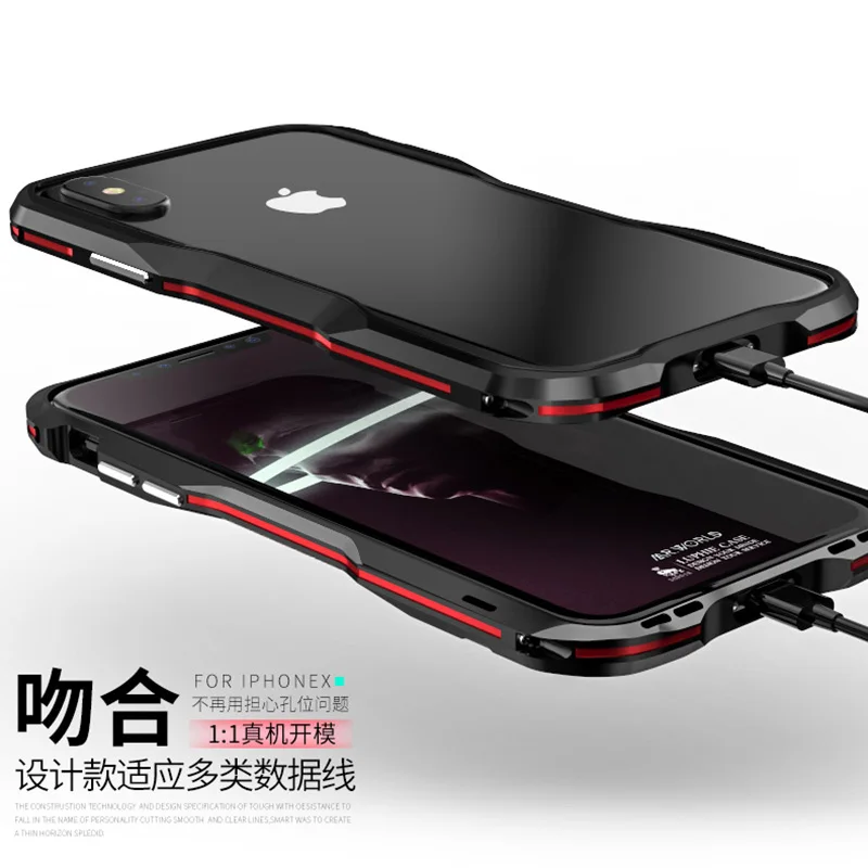 For Apple iphone X Case Luxury Cover Bumper Thin Hard 3D 360 Protective Shell Metal Bumper for iphoneX 8 Aluminium Frame Armor