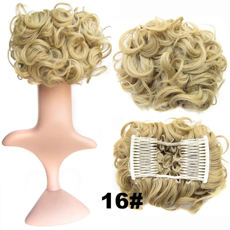 Jeedou Updos синтетические волосы шиньон с зажимом для наращивания волос смешанные цвета волосы булочка пусковая кудрявая шиньон свадебные волосы Updos для элегантных - Цвет: #16