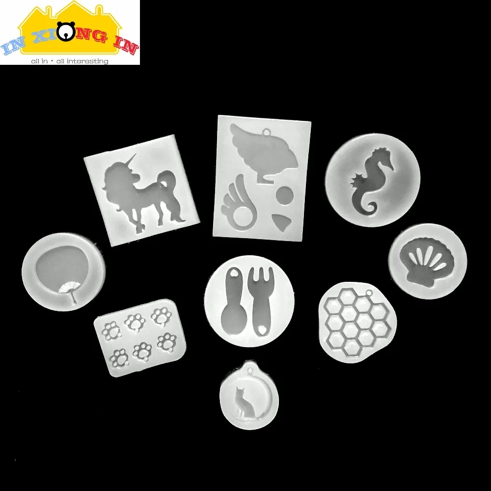 

Kawaii Mini Cat Paw Pendant Silicone Molds Resin Decor DIY Craft Bird Unicorn Seahorse Seashell Mold Resin Small Fan Fork Charms