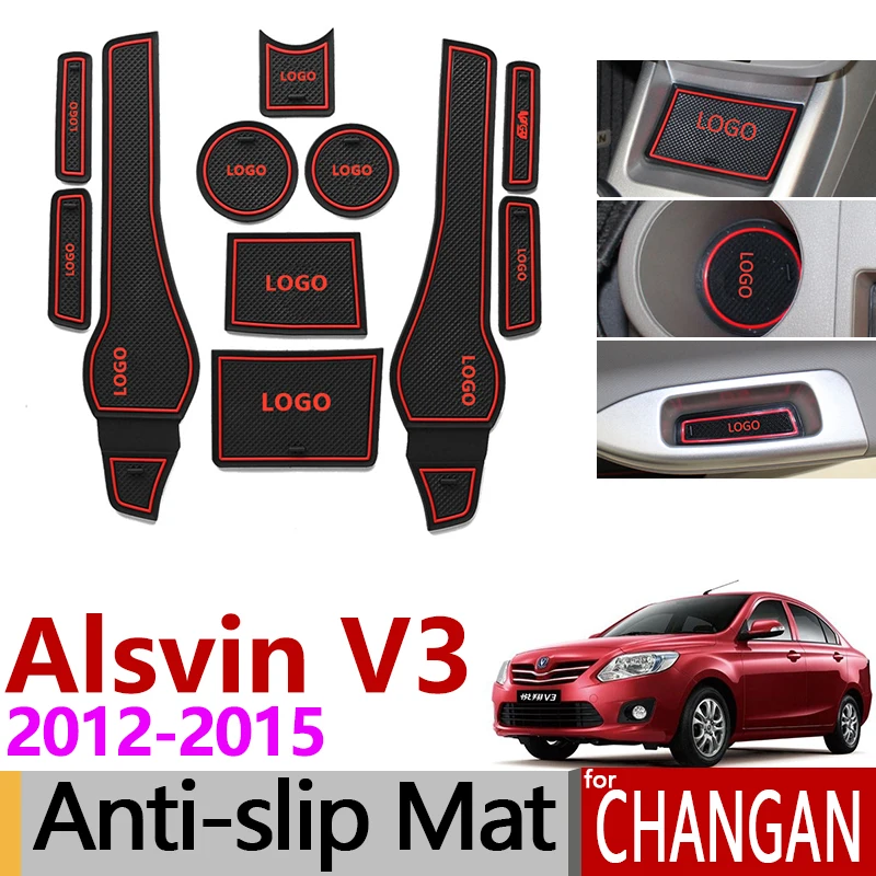 Anti-Slip Gate Slot Mat Rubber Coaster for Changan Alsvin V3 2012 2013 2014 2015 Accessories Car Stickers 13Pcs White Red Bule | Автомобили