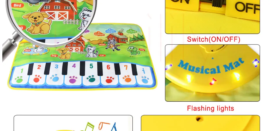 37x60 см детское пианино коврики музыка ковры животное лай коврик для игры Детские игрушки Обучающие игрушки, музыкальные инструменты для детей