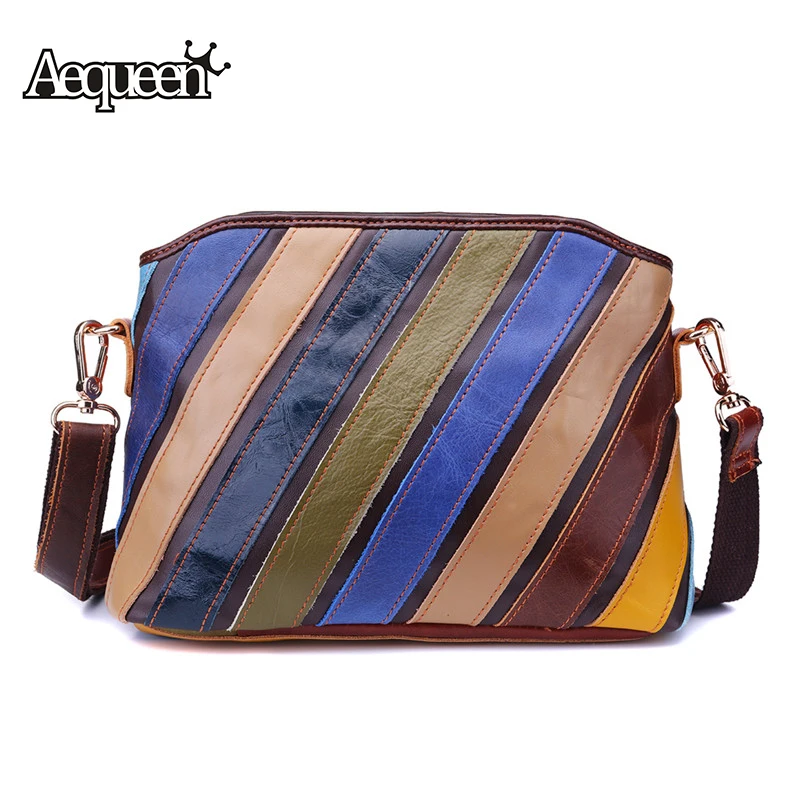 

AEQUEEN Random Colorful Crossbody Bags Bright Genuine Leather Shoulder Bag Women Messenger Shell Small Bag Girls Bolsos Feminine