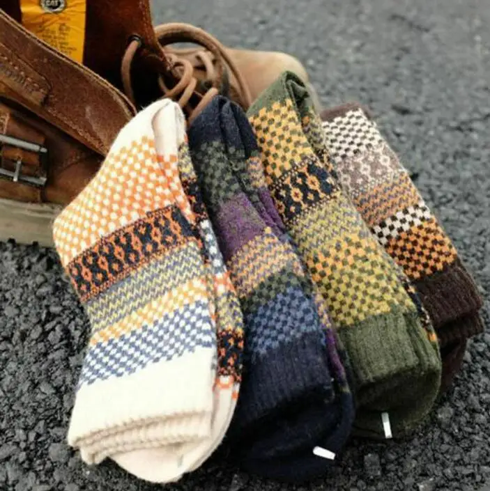 4 Pairs Fashion Men's Warm Winter Thick Wool Angora Blend Cashmere Casual Dress Socks | Мужская одежда