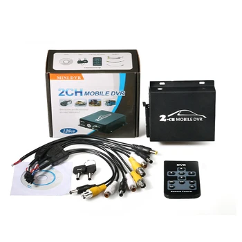 

2CH mini DVR Video recorded at same time DVR for taxi shool bus home office surveillance camera device sd card Record diy cctv