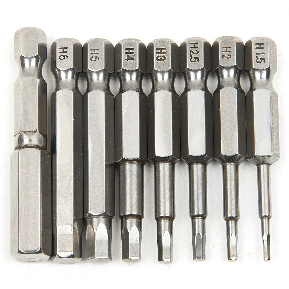 High Quality 8pcs 50mm S2 Steel Inner Hexagon Head Screw Driver Screwdrivers Kit Hand Tools