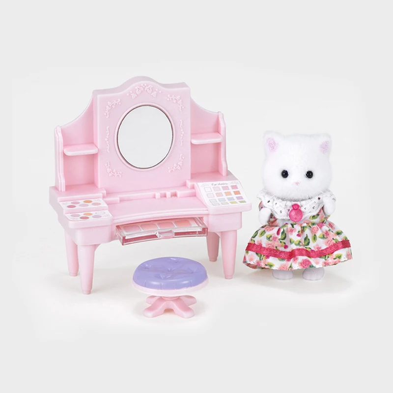 Sylvanian Families набор косметических счетчиков модный кукольный домик животное пушистый w/Шелковый Кот игрушечные фигурки Новинка 5235