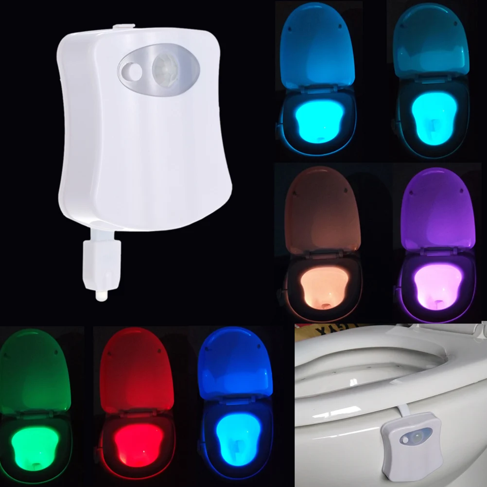 

Motion Activated Toilet Night Light Bowl Bathroom LED Emergency Light 8 Color Lamp Sensor Lights
