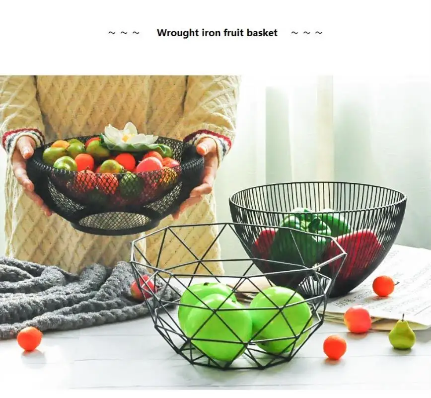 1pc Wrought iron fruit basket modern minimalist fruit basket snack storage basket